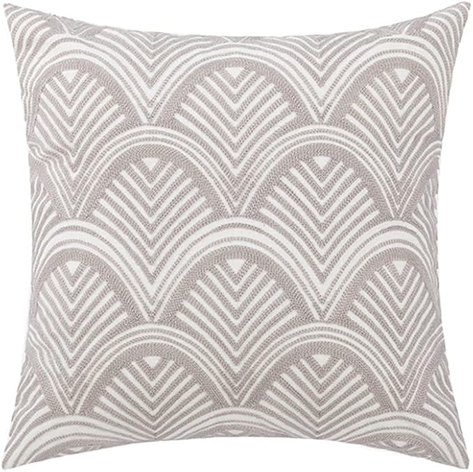 vctops Embroidery Cotton Decorative Throw Pillow Cover Boho Geometric Pattern Cushion Cover for Couch Sofa Bed (Grey,18"x18")