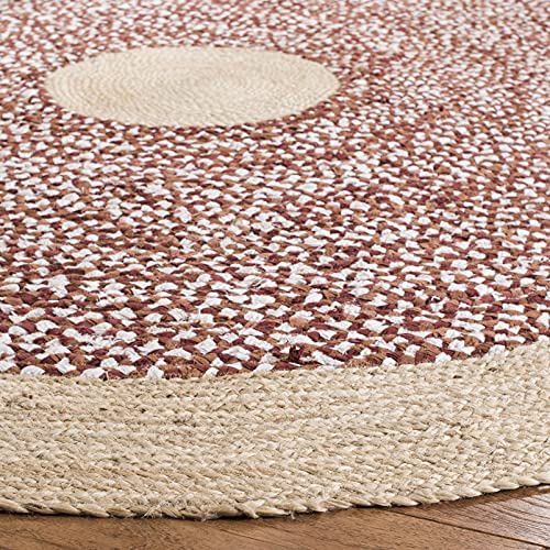 SAFAVIEH Cape Cod Collection 6' Round Rust / Natural CAP210P Handmade Braided Jute & Cotton Area Rug - color: Rust/Natural, size: 6' (Round)