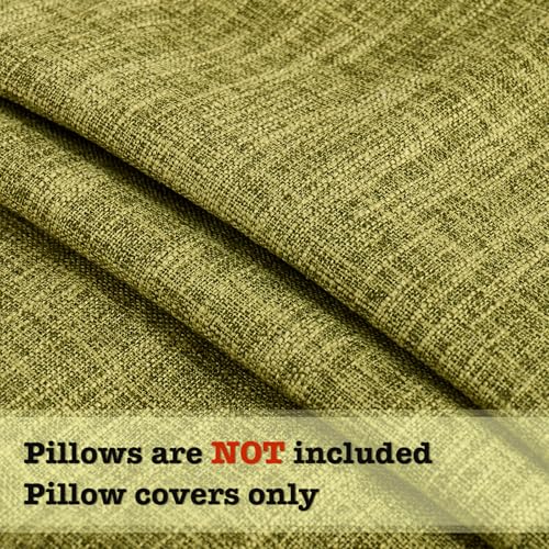 Green Faux Linen Throw Pillow Covers 18x18 Inch with Tassels Fringed Boho Farmhouse Decorative Pillowcases Rustic Woven Textured Burlap Cushion Covers for Couch Chair Sofa Bed Living Home Decor - color: Green, size: 18" x 18" (Pack of 2)