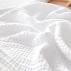 PHF 100% Cotton Muslin Throw Blanket 50" x 60", 4-Layer Lightweight Gauze Throw, Breathable Cloud-Soft Minimalist Blanket for Bed, Couch, Camping & Baby, White, Ideal Gift