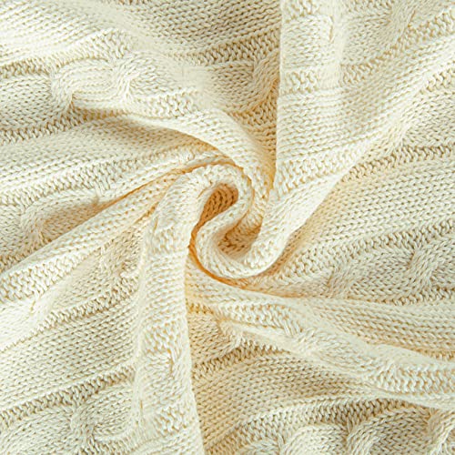 NTBAY 100% Pure Cotton Cable Knit Toddler Blanket, Super Soft Warm Breathable 30x40 Baby Blanket for Crib, Stroller, Nursery, Travel, Newborn, 30x40 Inches, Ivory - color: Ivory