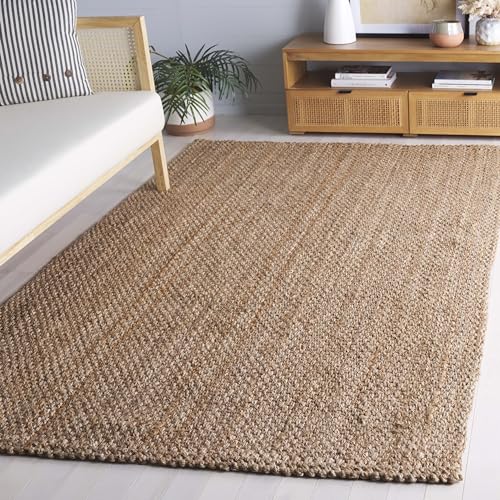 SAFAVIEH Natural Fiber Collection Area Rug - 6' Square, Natural, Handmade Jute, Ideal for The Living Room, Bedroom, Dining Room (NF402A-6SQ) - size: 6' x 6' (Square)