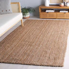 SAFAVIEH Natural Fiber Collection Area Rug - 6' Square, Natural, Handmade Jute, Ideal for The Living Room, Bedroom, Dining Room (NF402A-6SQ) - size: 6' x 6' (Square)