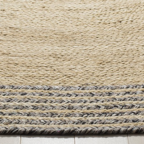 SAFAVIEH Cape Cod Collection Area Rug - 3' Round, Ivory & Steel Grey, Handmade Braided Jute, Ideal for High Traffic Areas in Living Room, Bedroom (CAP204C) - color: Ivory/Steel Grey, size: 3' (Round)