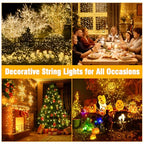 Nisocy 33FT LED String Lights Outdoor Waterproof – Warm White Fairy Lights with Plug, Connectable Christmas Tree Lights for Patio, Garden, Bedroom, Wedding, Party, Decor - style: 33FT, Warm White