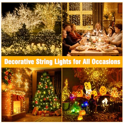 Nisocy 33FT LED String Lights Outdoor Waterproof – Warm White Fairy Lights with Plug, Connectable Christmas Tree Lights for Patio, Garden, Bedroom, Wedding, Party, Decor - style: 33FT, Warm White