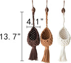 Macrame Basket Decor Set of 3 Boho Basket Decor for Home Macrame Wall Hanging Storage Baskets for Living Room, Bedroom, Entryway Handmade Boho Art, Rustic Home Decor ﻿