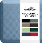 KANGAROO Thick Ergonomic Anti Fatigue Mats for Kitchen Floor, 48x20, Cushioned Standing Office Desk Mat, Waterproof Scratch Resistant Topside, Supportive All Day Comfort Padded Foam Rugs, Sky Blue