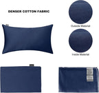 Thmyo 4-Pack 100% Cotton Lumbar Comfortable Solid Decorative Throw Pillow Case Rectangle Cushion Cover Sublimation Blank Pillow Covers Christmas DIY Throw Pillowcase(12x20inch/30x50cm,Midnight Blue)