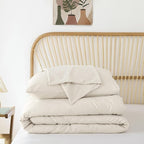 ROSGONIA Oversized King Comforter Beige, 3pcs(1 Boho Comforter & 2 Pillowcases) Soft Lightweight Oversized King Size Comforter Sets All Season Bedding
