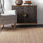 Nuloom Elijah Dark Grey/Natural, 8' Round, Basketweave, Seagrass, Soft and Textured, High Traffic, Stain Resistant, Easy Clean, Durable Area Rug for Bedroom, Living Room, Dining, Den, Foyer, Entryway - color: Dark Grey, size: 8' (Round)
