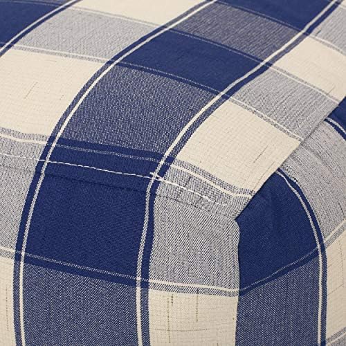 Foamma Pouf Ottoman Ivory+Navy, 16"x16"x16" - Square Ottoman Foot Rest for Living Room and Bedroom, Pouf Footstool, Foot Rest for Couch, Boho Furniture for Home