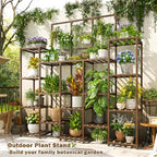 EnHomee Plant Stand Indoor Tall Plant Stand Outdoor Large Wood Plants Shelf with 18-22 Pots for Patio, Living Room, Garden, Balcony, 55.9" Wx63.1 Hx11.78 D
