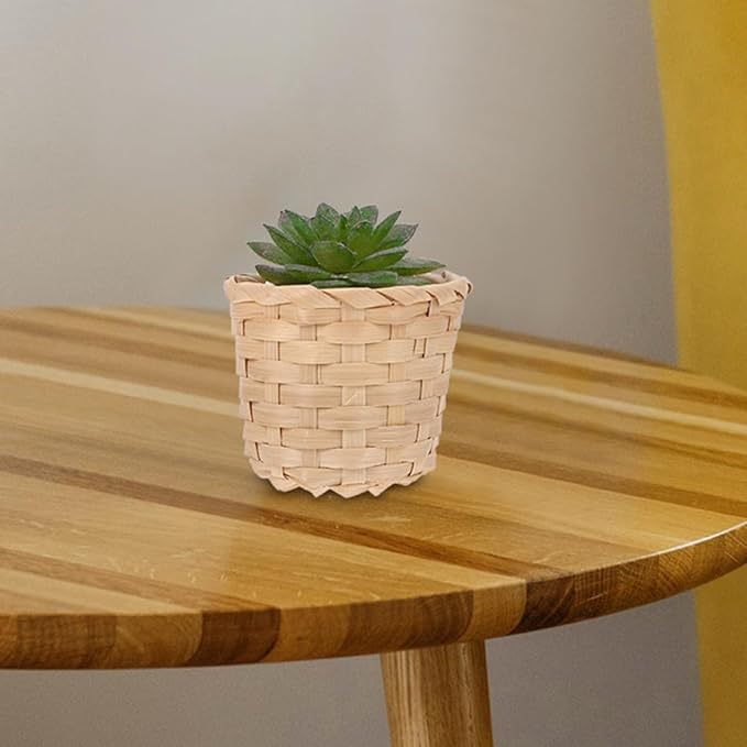 PRETYZOOM Mini Bamboo Storage Basket Woven Small Wicker Organizer for Succulent Plants Decorative Flower Container Portable Storage Basket for Home Party Use 3X3 Inches