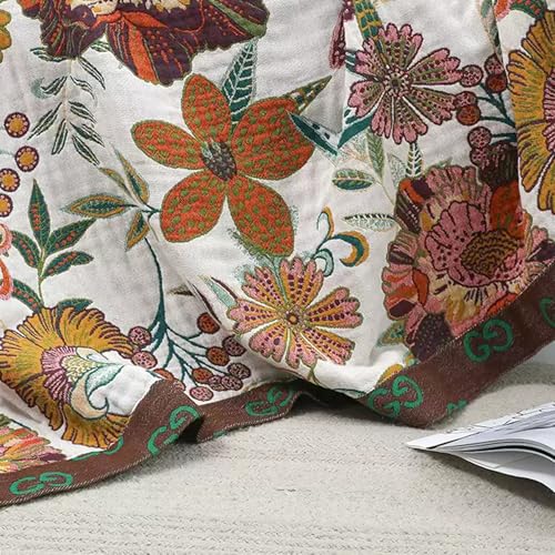 Bailix Boho Throw Blanket for Couch Sofa Bed, 100% Cotton Woven Quilt with Tassel 60”x80”, Super Soft Muslin Blanket with Floral Printed, Decorative Reversible Bed Blanket/Cover for All Seasons - color: I - Boho Floral, size: Twin-60" X 80"