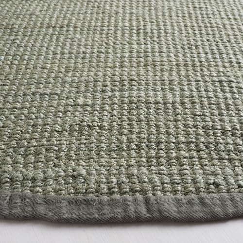 SAFAVIEH Natural Fiber Collection 5' Round Green / Grey NF730B Handmade Farmhouse Premium Jute Area Rug - color: Green/Grey, size: 5' (Round)