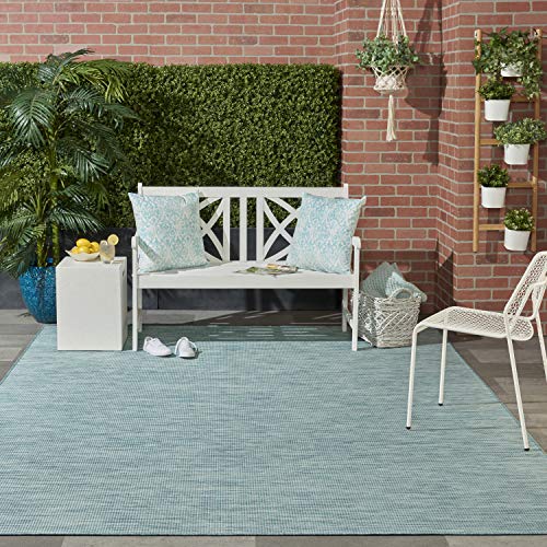 Nourison Home Positano Aqua 2'2" x 10' Area Rug - Easy Clean, Non Shedding, Bed Room, Living Room, Dining Room, Kitchen (10' Runner) - color: Aqua, size: 2'2" x 10' (Runner)