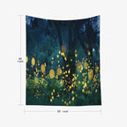 EMMTEEY Dark Night Trees Lightning Bugs Fireflies Wall Art - 50X60 Tapestry for Kitchen for Friends and Families