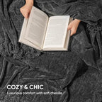 RECYCO Throw Blanket Soft Cozy Chenille Throw Blanket with Fringe Tassel for Couch Sofa Chair Bed Living Room Gift (Dark Gray, 60" x 80") - color: Dark Gray, size: 60'' X 80''
