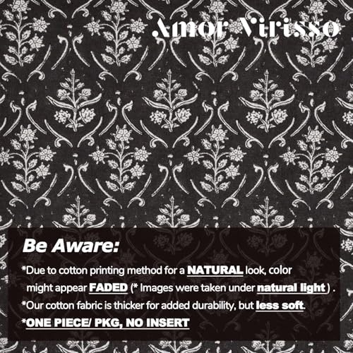 Amor Virisso Floral Pillow Covers 18x18 Inch Farmhouse Block Print Pillow Cover Accent Square Neutral Modern Decorative Throw Pillow Covers for Living Room Couch Bed Sofa Chair, Black - color: Black, size: 18" x 18" (Pack of 1)