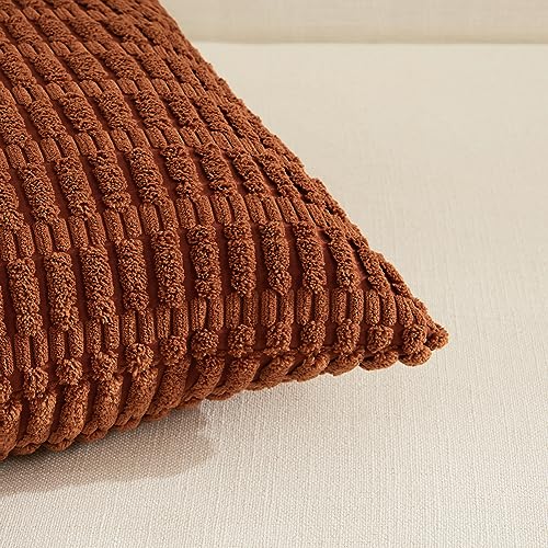 Fancy Homi Decorative Throw Pillow Covers for Bed Couch Bedroom Bench, Soft Corduroy Solid Pillow Case, Rustic Farmhouse Boho Room Decor,20" x 12" (Pack of 1),Rust - color: Rust, size: 20" x 12" (Pack of 1)