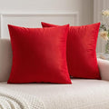 MIULEE 24x24 Inch Euro Sham Velvet Pillow Covers, Set of 2 Large Square Christmas Decorative Pillows -Bright Red Super Soft for King Bed, Sofa, Couch, Accent Chairs