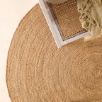 Handwoven 6FT Round Natural Jute Area Rug Rustic Reversible Solid Farmhouse Rug for Bedroom Living Room Dining Room and Office - size: 6' (Round)