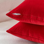 MIULEE Bright Red Velvet Throw Pillow Covers 18x18 Soft Decorative Solid Square Cushion Cases Pack of 2 Modern Luxury Home Decor for Couch, Sofa, Bedroom