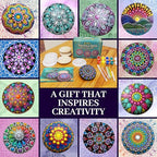 Mandala Rock Painting Kit – Mandala Dotting Tools Set - 5 Large Wooden Rocks + 6 Stencils + Acrylic Paints - Relaxing Arts and Crafts for Adults Women - DIY Hobbies Art and Projects Dot Art Kit