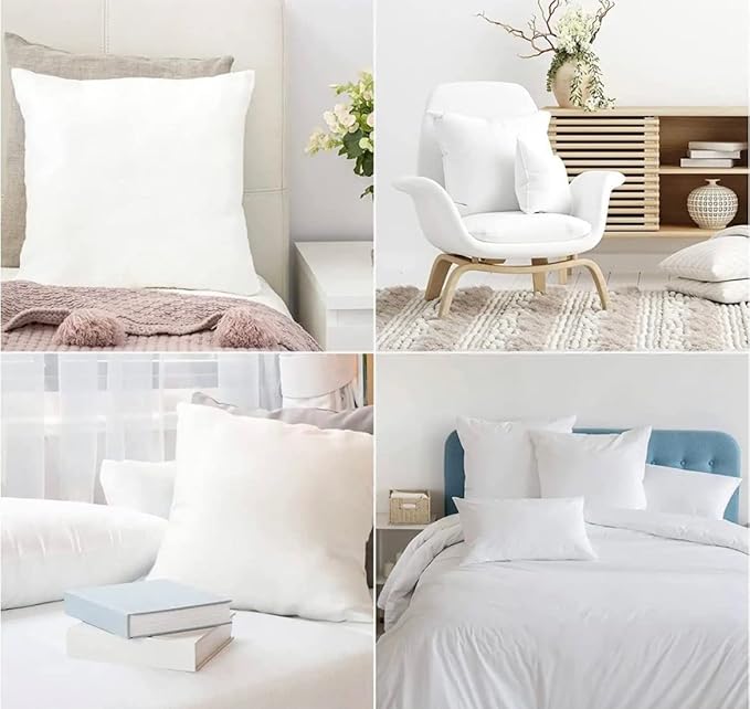 16 x 16 Throw Pillow Insert - Pack of 4 White, Down Alternative Pillow Inserts for Decorative Pillow Covers, Throw Pillows for Bed, Couch Pillows for Living Room (16" x 16" (Pack of 4))