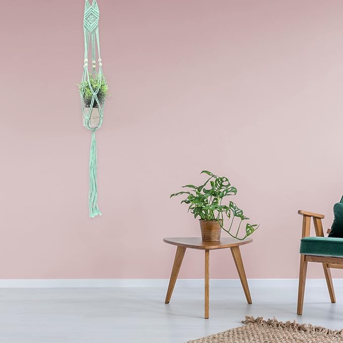 ABOOFAN Hanging Flower Pot Macrame Wall Pot for Plants Indoor Plant Hangers Indoor Macrame Woven Hanger Stands Stand Net Decor Hanging Basket Wooden Bohemia
