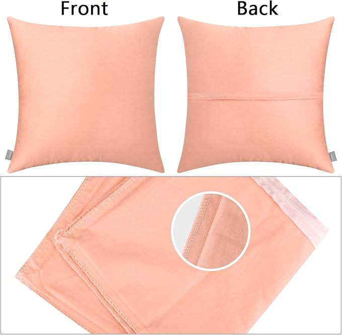 4-Pack 100% Cotton Comfortable Solid Decorative Throw Pillow Case,Thmyo Square Cushion Cover Pillowcase Sublimation Blank Pillow Covers DIY Throw Pillowcase for Sofa(20x20 inch/ 50x50cm,Sakura Pink)