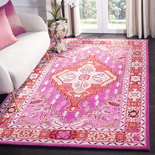 SAFAVIEH Bellagio Collection Accent Rug - 4' x 6', Red & Pink, Handmade Medallion Wool, Ideal for High Traffic Areas in Entryway, Living Room, Bedroom (BLG545B) - color: Red/Pink, size: 4' x 6' (Rectangular)