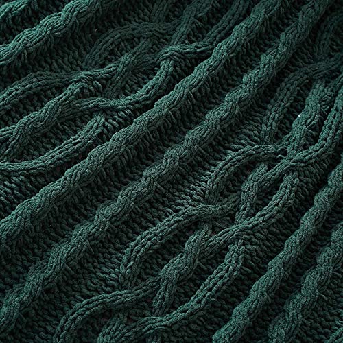 Battilo Christmas Dark Green Throw Blanket for Couch, Woven Chenille Knit Throw Blanket Versatile for Chair, 51 x 67 Inch Super Soft Warm Decorative Textured Blanket for Bed, Sofa and Living Room - color: Christmas Green