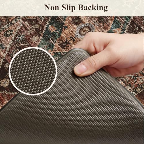 KIMODE Kitchen Mats for Floor Cushioned Anti Fatigue, Floral Kitchen Rugs Sets of 2, Brick Rugs for Kitchen Floor, Comfort Kitchen Floor Mats, Ergonomic Standing Desk Mat for Sink Laundry Room Decor - color: Brick, size: 17.3" x 47 "+ 17.3" x 29 "--0.47 i