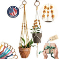 Set of 2 Macrame plant hanger with Daisies & Beads | Hanging plant holder Macrame Plant hangers outdoor and indoor hanging planters Plant stand indoor Boho Decor hanging planter stand (SunshineYellow)