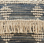 SARO LIFESTYLE Chindi Fringe Throw Pillow Cover, Blue, 18"