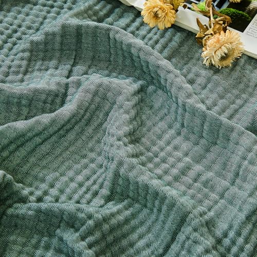 EMME Cotton Muslin Large Throw Blanket Couch Breathable Gauze Soft Lightweight Bed Blankets Adults (Heather Forest Green, 50"x70") - color: 08 - Forest Green, size: Large Throw (50" X 70")