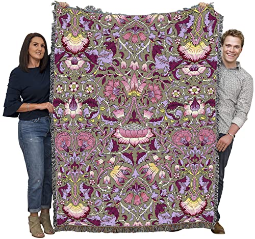 Pure Country Weavers William Morris Lodden Dianthus Blanket - Arts & Crafts - Gift Tapestry Throw Woven from Cotton - Made in the USA (72x54) - color: Dianthus, size: Large