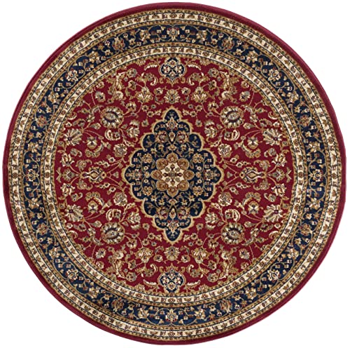 6ft Round Indoor Area Rug for Living Room, Dining Room, Bedroom, Entryway | Alfombras para Salas | Traditional, Oriental | Red 5'3'' Round - color: Red - Kirsten, size: 5'3" (Round)
