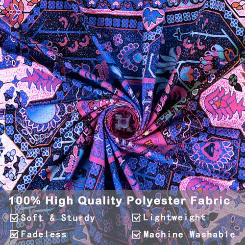 Apdidl Blackligt Boho Hippie Wall Tapestry for Bedroom Aesthetic, Glow in The Dark Neon Indian Bohemian Mandala Tapestries, UV Reactive Purple Floral Blanket Vertical Wall Hanging for Living Room 51" X 60" - color: Blacklight Boho tapestry, size: 60"L x 5