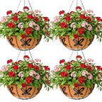 Metal 10 inch Round Planter, 4 Pack Hanging Wire Basket with Coco Fiber Liners for Outdoor Plants, Garden, Patio, Deck, Porch - size: 10 Inch, style: Butterfly