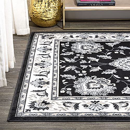 JONATHAN Y Cherie French Cottage Black/Cream Indoor Area Rug, 8x10, Vintage, Bohemian, Easy-Cleaning for Living Room, Bedroom, Kitchen, Pet Friendly, Non-Shedding (MDP505D-8) - color: Black/Cream, size: 7'9" x 10' (Rectangular)