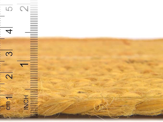 Unique Loom Braided Jute Collection Area Rug - Dhaka (8' Square, Yellow)