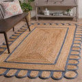 SAFAVIEH Area Rug 5x8 - Natural Fiber Collection - Natural & Blue, Handmade Jute, Ideal for Living Room, Bedroom, Dining Space (NFB125M) - color: Natural/Blue, size: 5' x 8' (Rectangular)