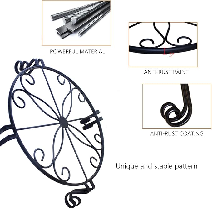 Plant Stand for Heavy Duty Potted Holder Indoor Outdoor Metal Rustproof Iron Garden Container Round Supports Rack for Planter Bronze, Pumpkin Stand Outdoor
