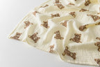 Little Jump 2-Pack Cotton Muslin Swaddle Blankets for Baby Boys Girls Unisex - Boho Teddy Bear Baby Blanket Nursery Swaddling Blankets- Large 47 x 47 inches Receiving Blanket Neutral (Teddy Bear)