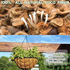 6 Pcs 12 Inch Half Round Replacement Coco Liner Half Circle Coconut Fiber Replacement Coco Liners Hanging Basket for Hanging Basket Wall Baskets Garden Planter Flower Pot - size: 12 Inch