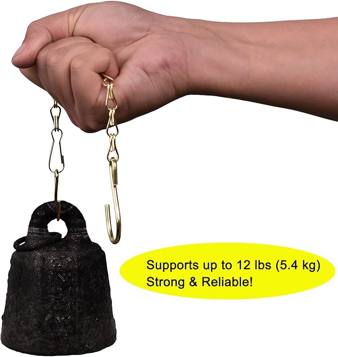 Chain for Hanging Plants,11 Inch Gold Hanging Chain, Small Hanging Basket Chain Kits with Hooks for Bird Feeder Hanging Basket Extender Porch Wind Chime (Gold, 11 Inch-12PCS)