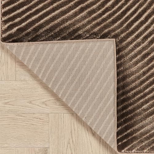 Abani Neutral Collection Brown Area Rug 8' x 10' for Living Room, Dining Room, Family Room - Mid-Century Concentric Circle Design - Durable & Easy to Clean - color: Brown, size: 8' x 10' (Rectangular)